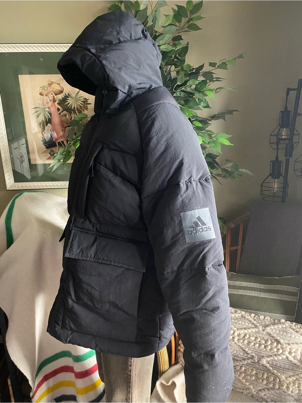 Adidas Black Puffer Jacket with Hood